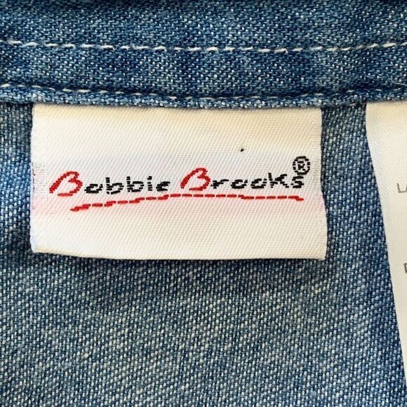 Vintage Bobbie Brooks Shirt Chambray Medium Wash Denim Button Up Birds Flower - Picture 7 of 10